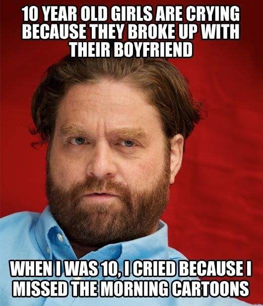 10 year old girls are crying because they broke up with their boyfriend..