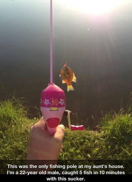 Fishing with the Barbie stick (pole) !