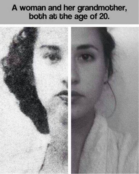 A woman and her grandmother, both at the age of 20.