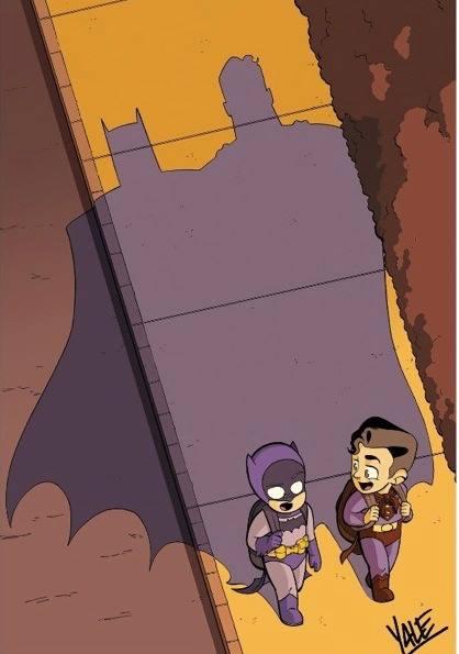 Comic - Little Batman and Superman going to school 