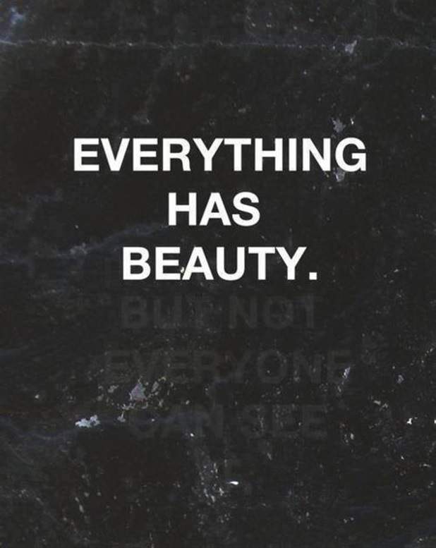 Everything has beauty. But not everyone can see it.