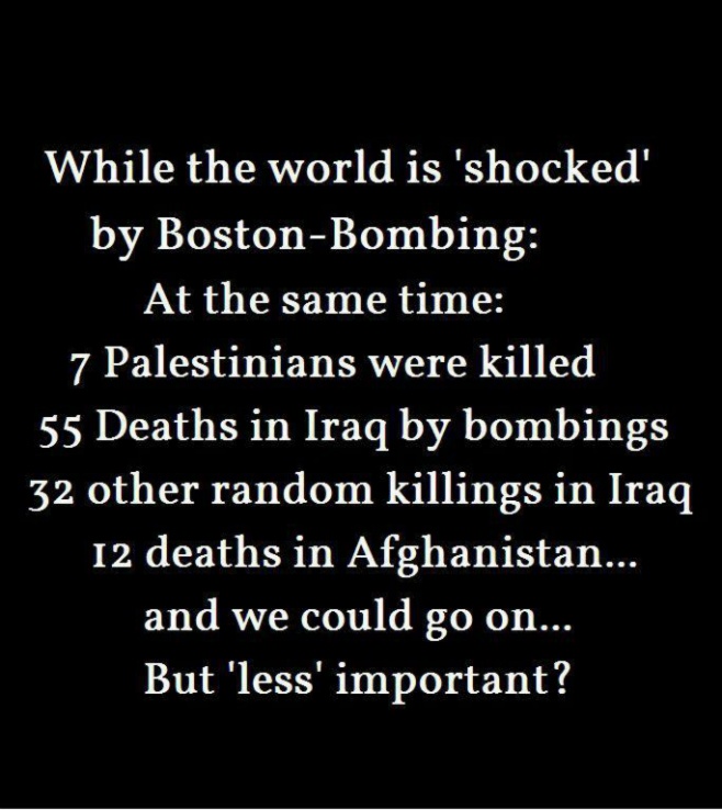 While the world is shocked by Boston-Bombing: At the same time: 