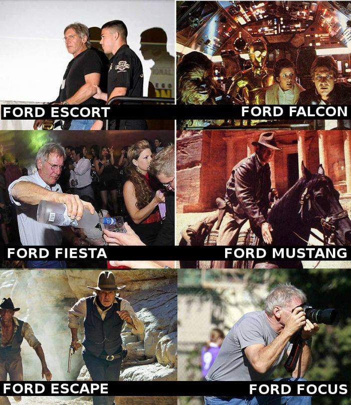 Harrison Ford - Ford Escort, Ford Falcon, Ford Fiesta...