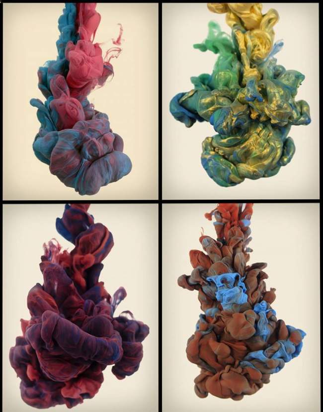 High speed photos of ink dropped in water