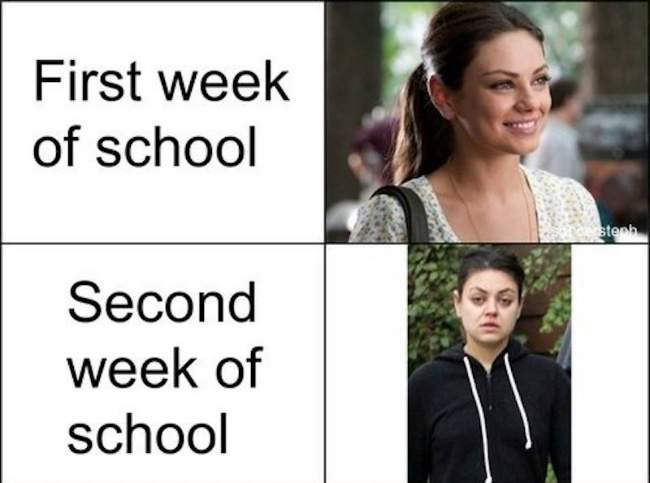 How I look first week of school and second