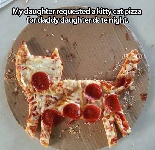 My daughter requested a kitty cat pizza for daddy daughter night 