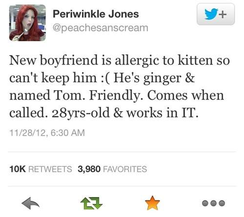 New boyfriend is allergic to kitten so can't keep him