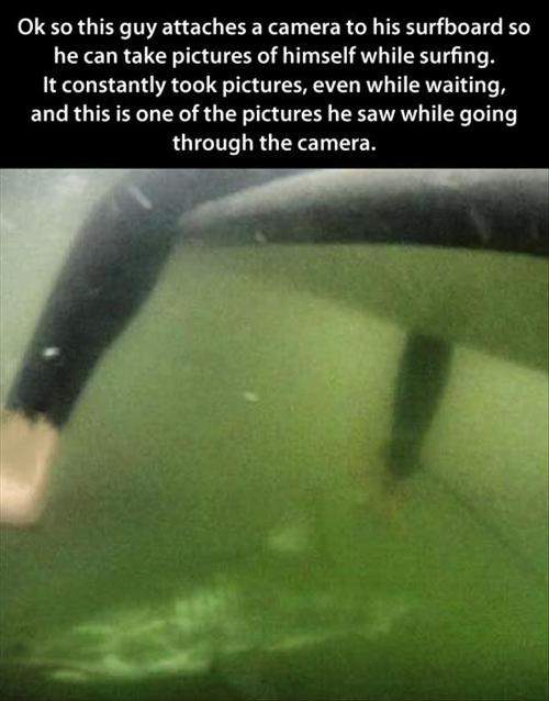 Ok so this guy attaches a camera to his surfboard so he can take pictures of himself while surfing.