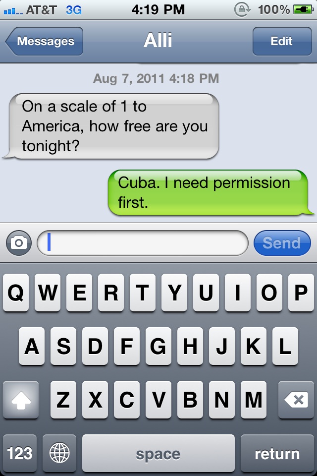 On a scale of 1 to america how free are you tonight ?