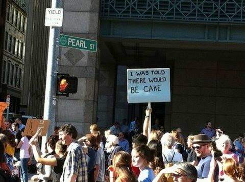Protestant sign - I was told there would be cake!