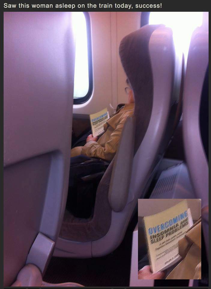 Saw this woman asleep on the train today, success! 