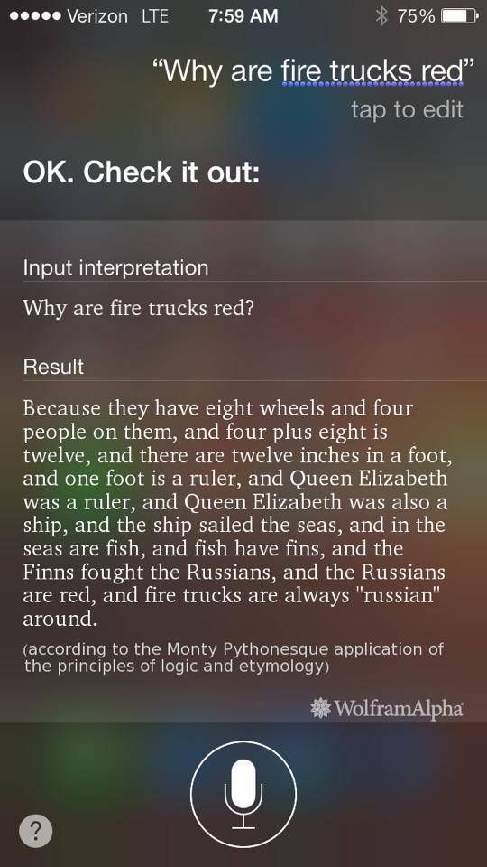 Siri answer - Why are fire trucks red?