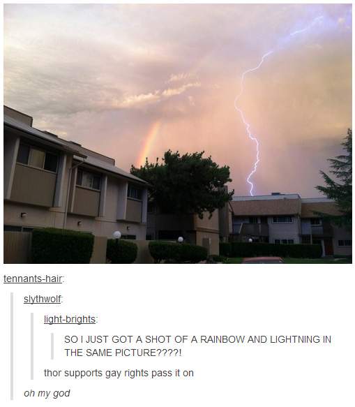 So I just got a shot of a rainbow and lightning in the same picture 