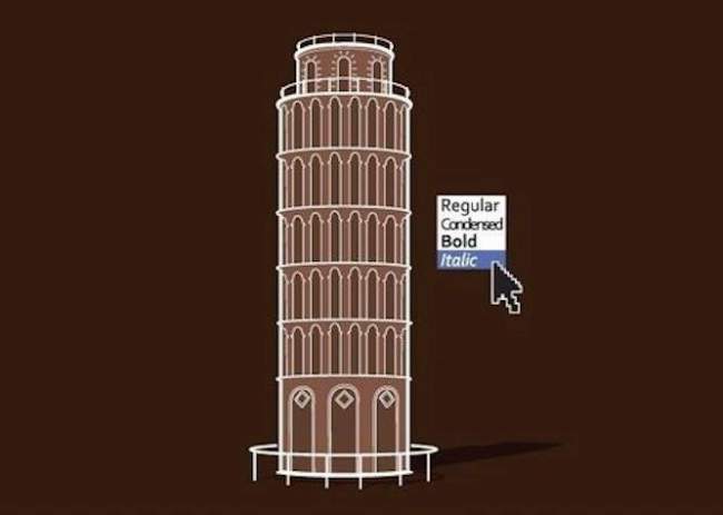 Tower of Pisa, Italy. Lets make it Italic font style!