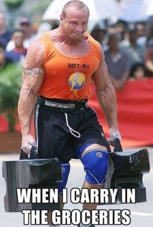 When I carry in the groceries ! 