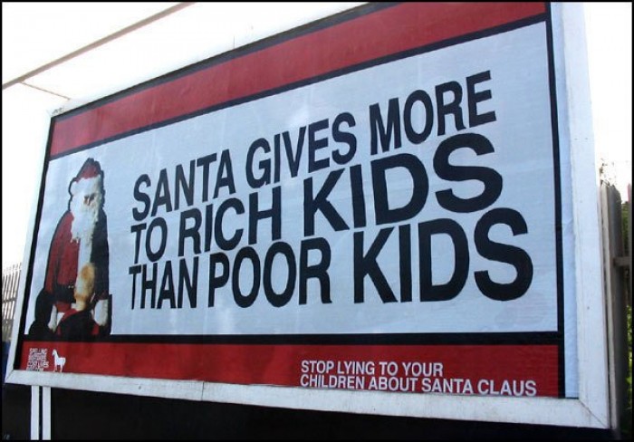 Santa gives more to rich kids than poor kids. 